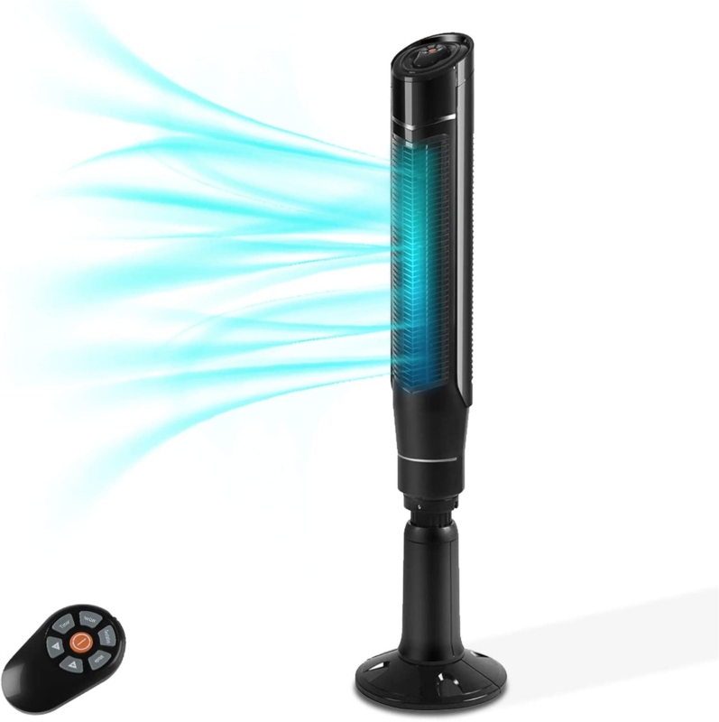 59.06''HX12.6''WX12.6''D Portable Oscillating Tower Fan with Remote, Plasma Purification Function