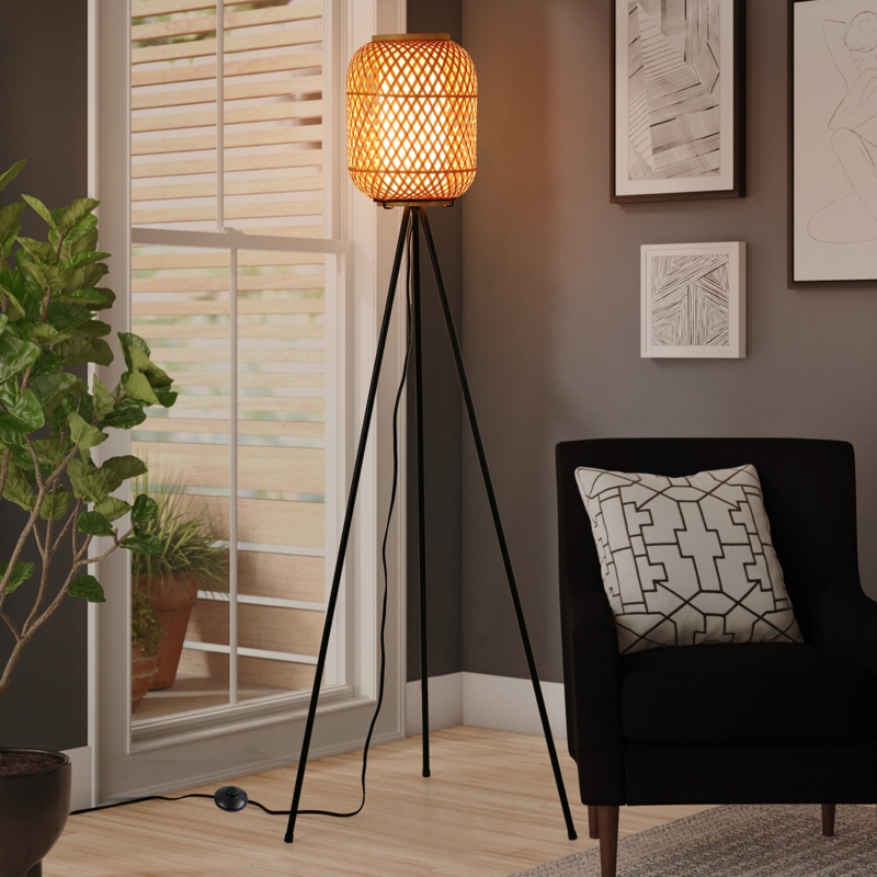59.44'' Antique Black Tripod Floor Lamp Set | Foter