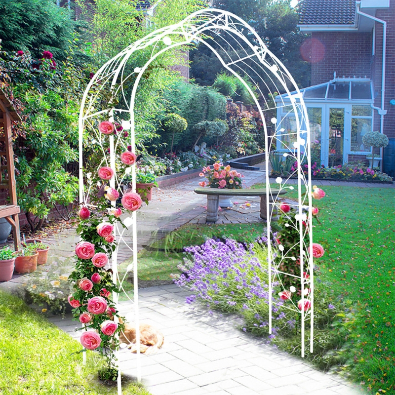 59'' W x 15.4'' D Iron Arbor in White