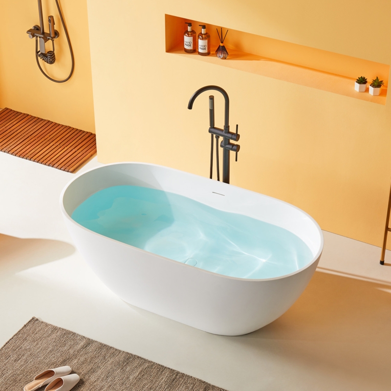 59'' x 30'' Freestanding Soaking Solid Surface Bathtub