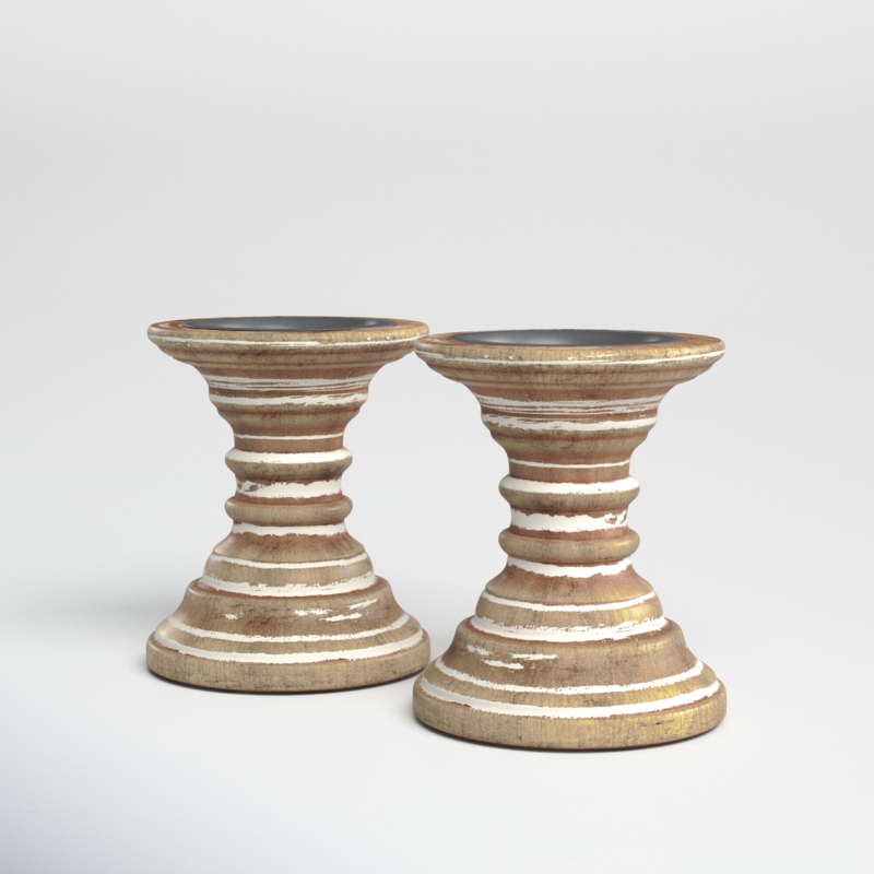 6'' H Wood Tabletop Candlestick