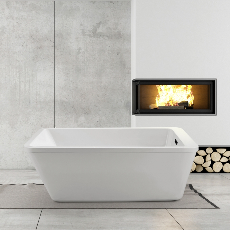 60" Streamline Freestanding Soaking Acrylic Bathtub With Drain and Bamboo Tray