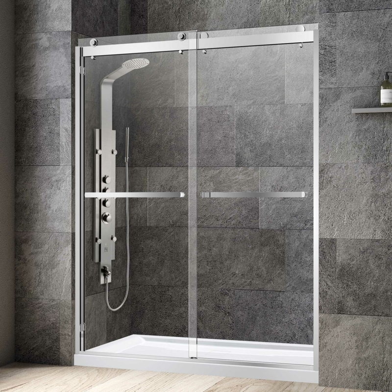 60" W x 76" H Double Sliding Frameless Shower Door