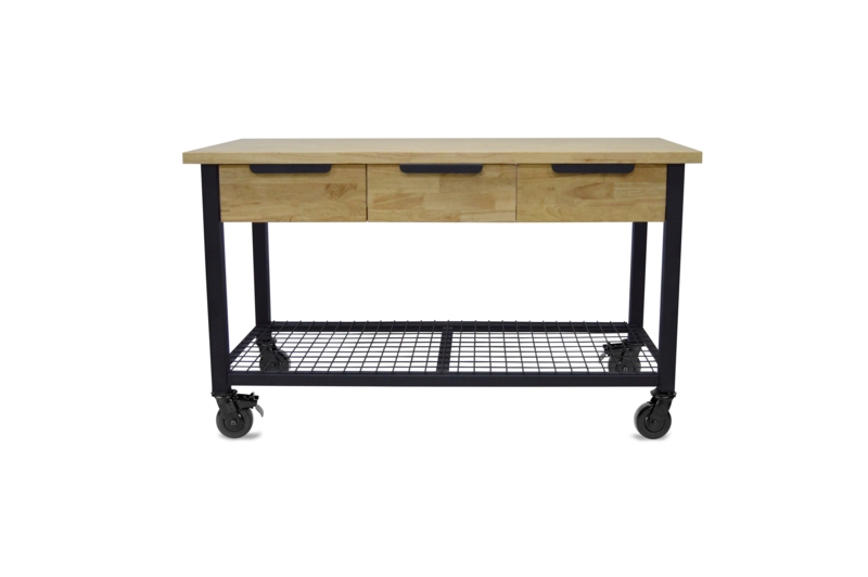 62'' W Wood Top Workbench with Wheels