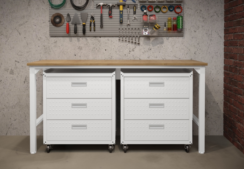 72.4'' W Manufactured Wood Top Workbench with Wheels