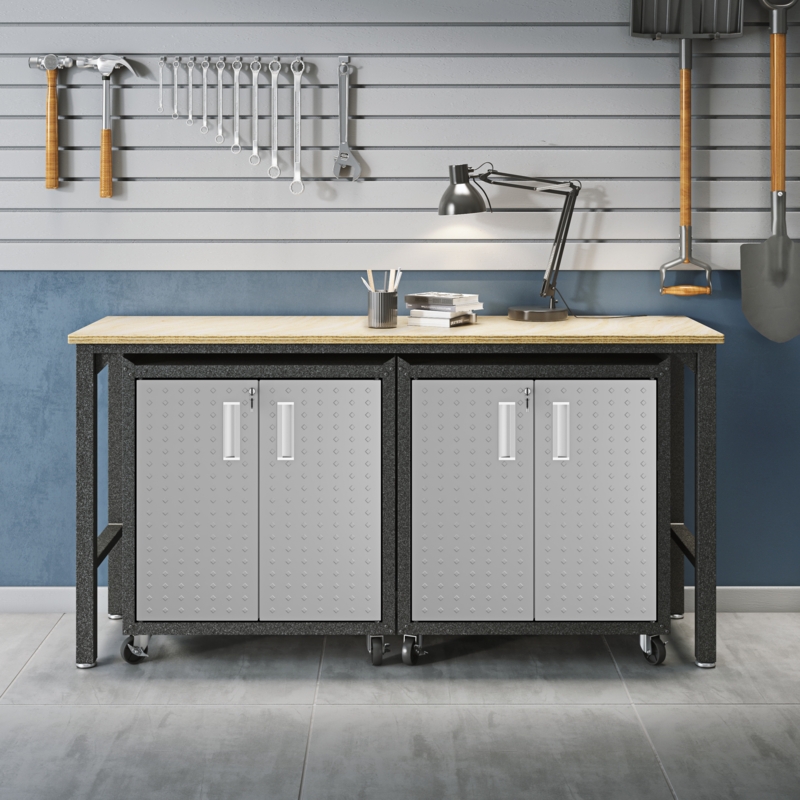 72.4'' W Manufactured Wood Top Workbench with Wheels