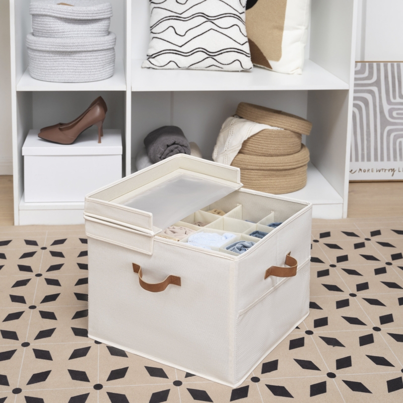 8 Pair Fabric Shoe Storage Box with Lid
