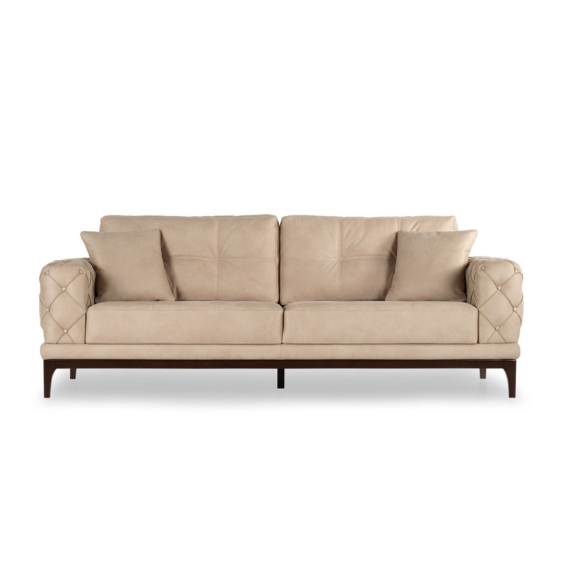 86.6'' Leather Tight Back Convertible Sofa