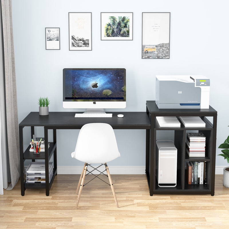 Aaric Reversible Desk With Storage Shelf