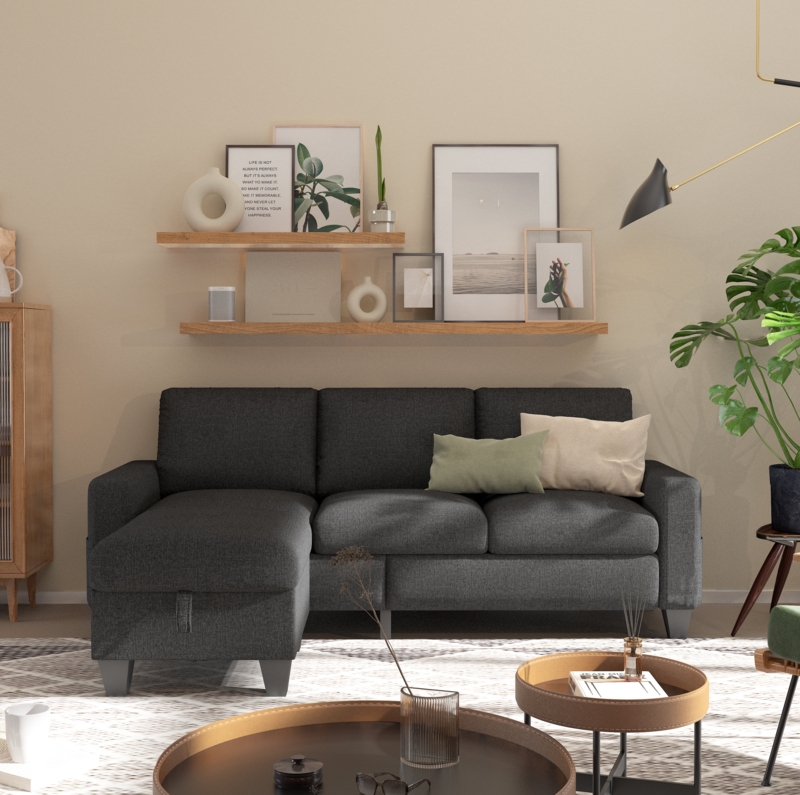  Adelyna 78" Wide Reversible Sectional Sofa with Ottoman