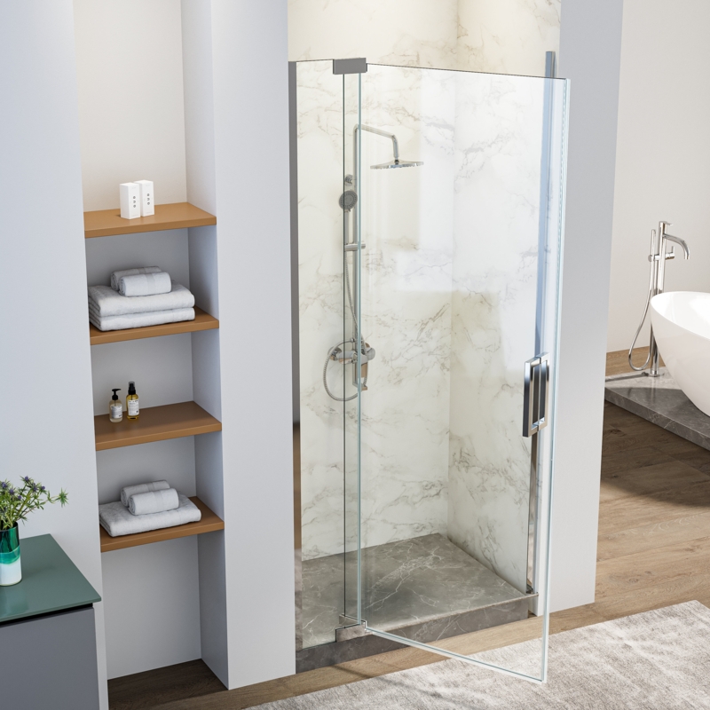 Adjustable Width 30-35.5'' - W x 72'' H Pivot Door Frameless Shower Door with