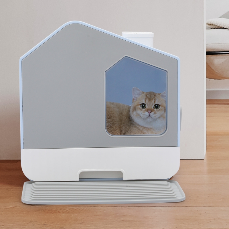 Adrijan Enclosed Cat Litter Box with Scoop, Cat Litter House with Drawer Tray, Portable Pet Cat Potty Toilet