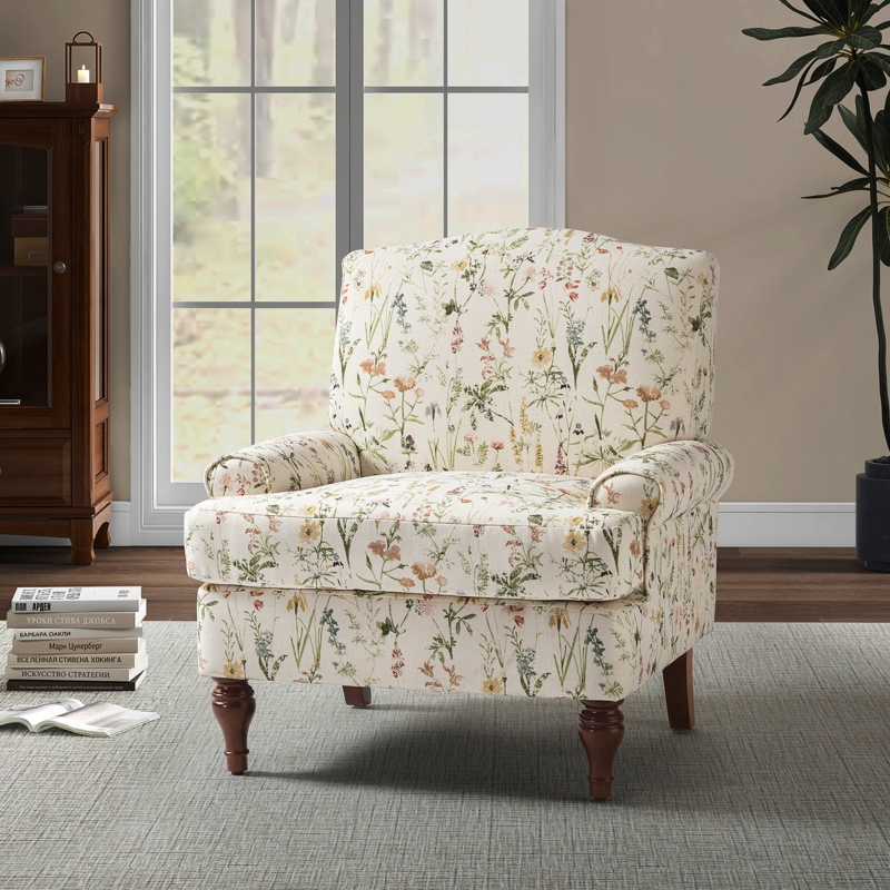 Alainey Upholstered Armchair with Solid Wood Legs