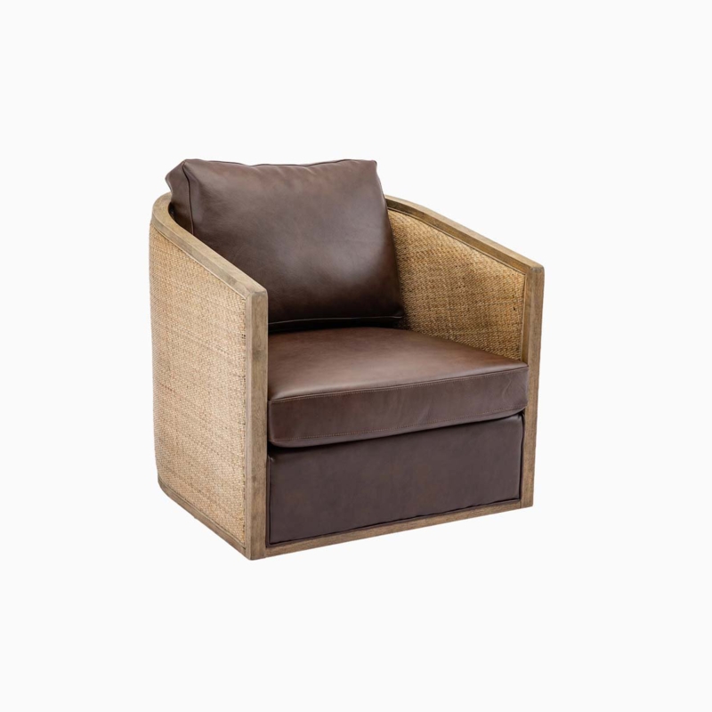 Alreem Leather Swivel Club Chair
