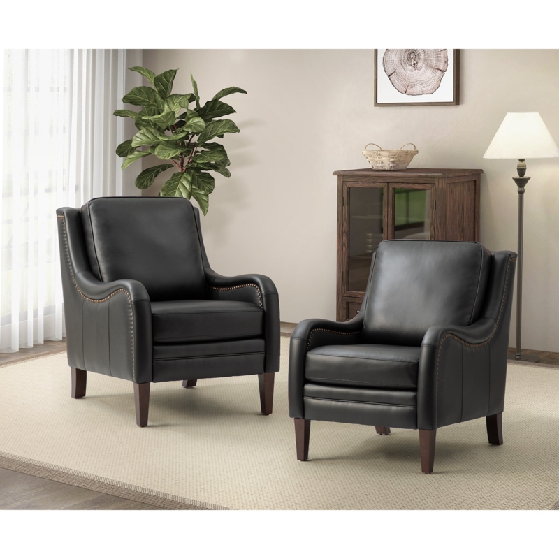 Amberlie 27.56" Wide Genuine Leather Arm Chair