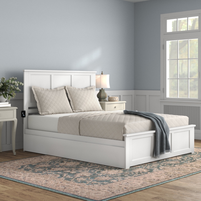 Amison Queen Solid Wood Platform Bed with Trundle Bed