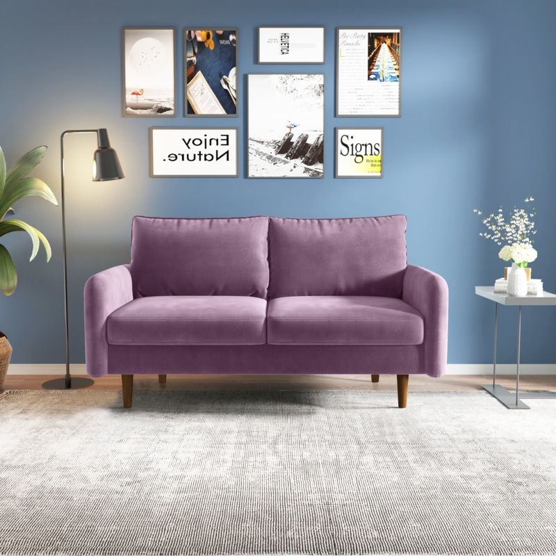 Anacapa 58" Velvet Round Arm Sofa Loveseat