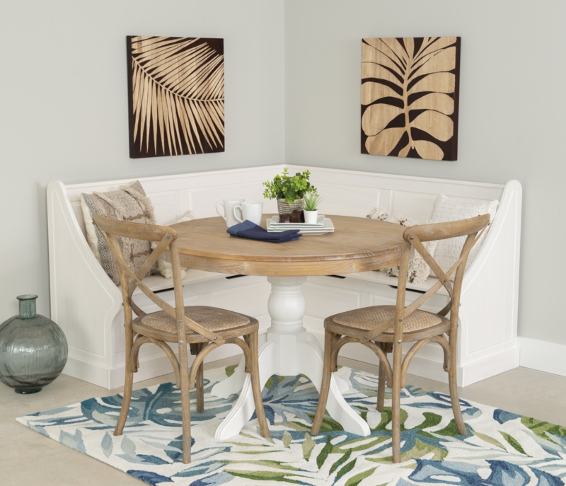 Anastasia 6 - Person Solid Pine Corner Breakfast Nook with Hidden Storage Set