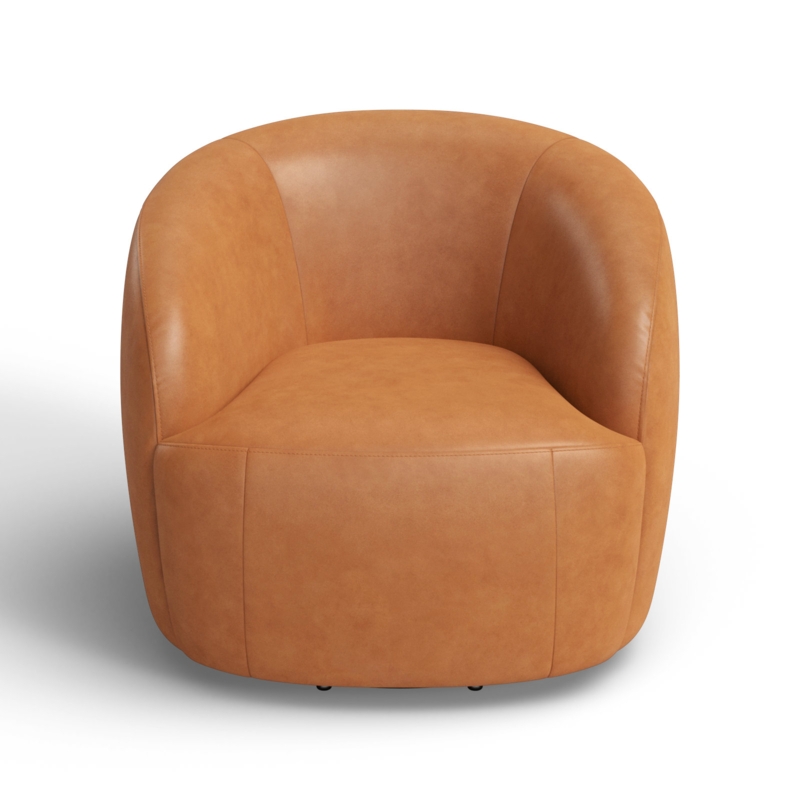 Andreas Leather Swivel Barrel Chair