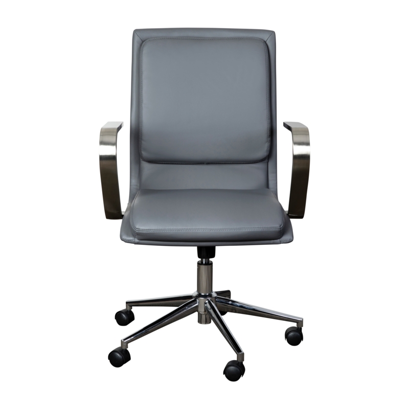 Anuschka Mid-Back Designer Executive Upholstered Office Chair with Brushed Metal Base and Arms