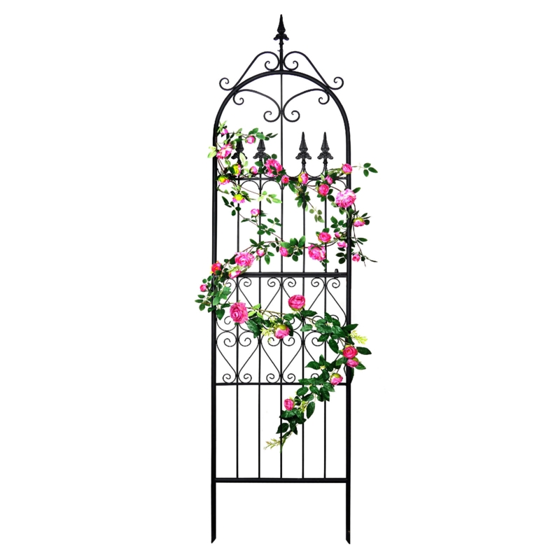 Anzavia 86'' H x 21.7'' W Iron Garden Trellis for Climbing Plants Rose Support Structure