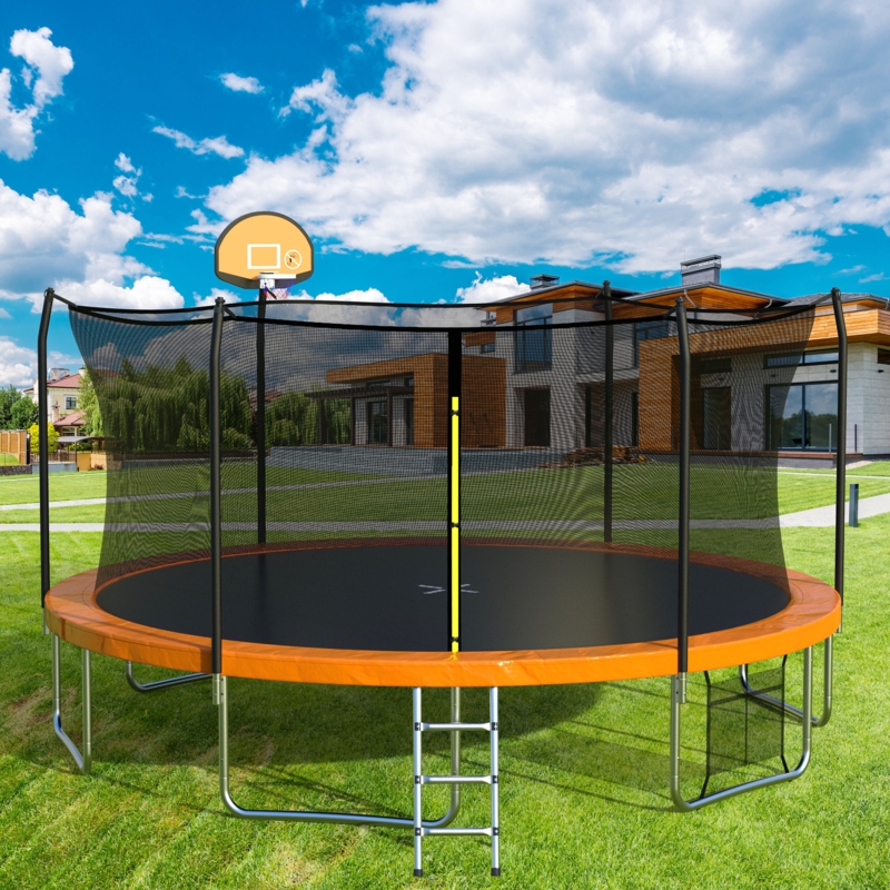 Aotob 15' Round Backyard Trampoline with Safety Enclosure