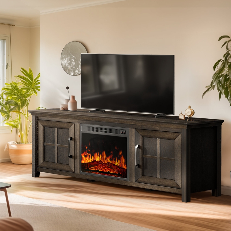 Aravinthan 57.8" 1500W Electric Fireplace TV Stand TV Console for up to 70" TVs with 18" Remote Control Fire