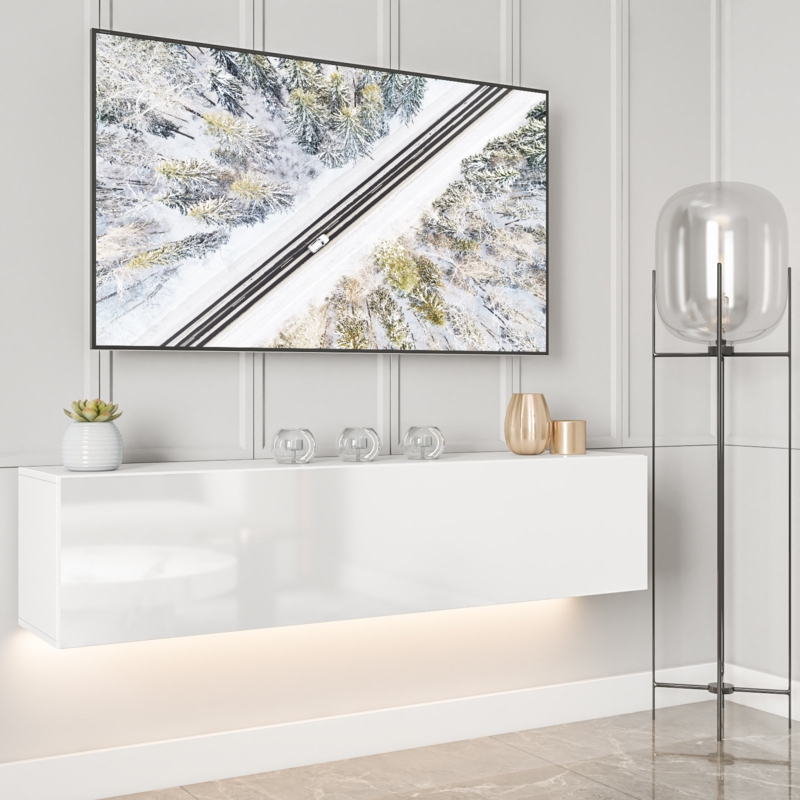 Arcelay Anthrone Floating TV Stand for TVs up to 63", Wall Mounted Media Console with LED Lights