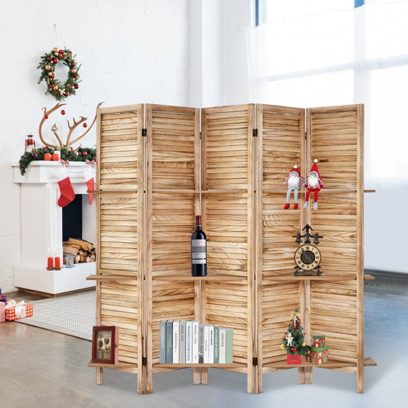 Artoria Panels Room Divider with Shelves Folding Privacy Screens Freestanding for Home Office Studio