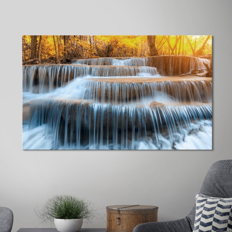 'Autumn Waterfall' Photographic Print on Glass
