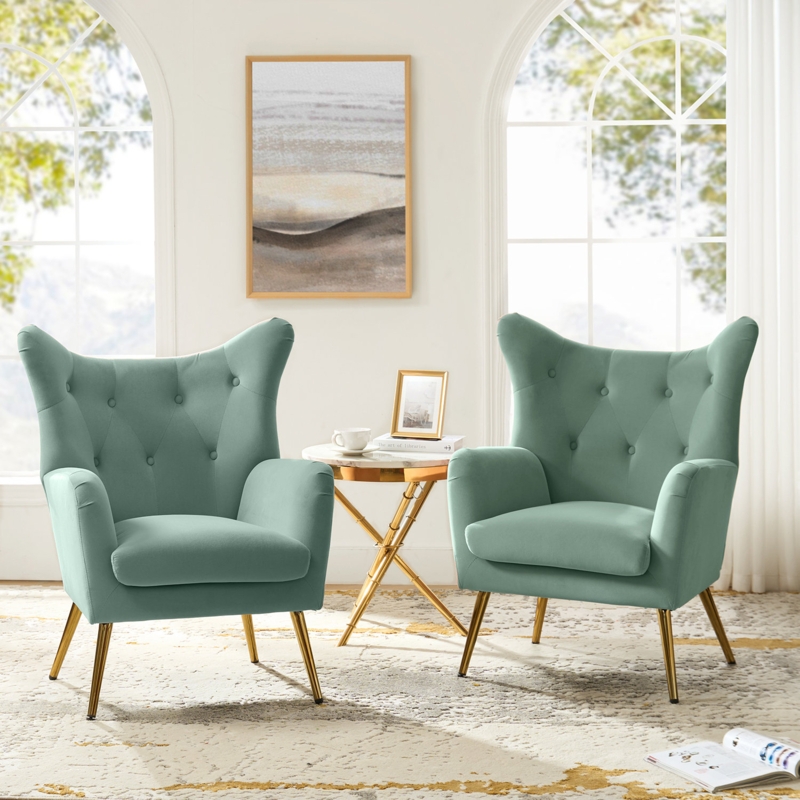 Avianna 29.25'' Wide Tufted Velvet Wingback Chair