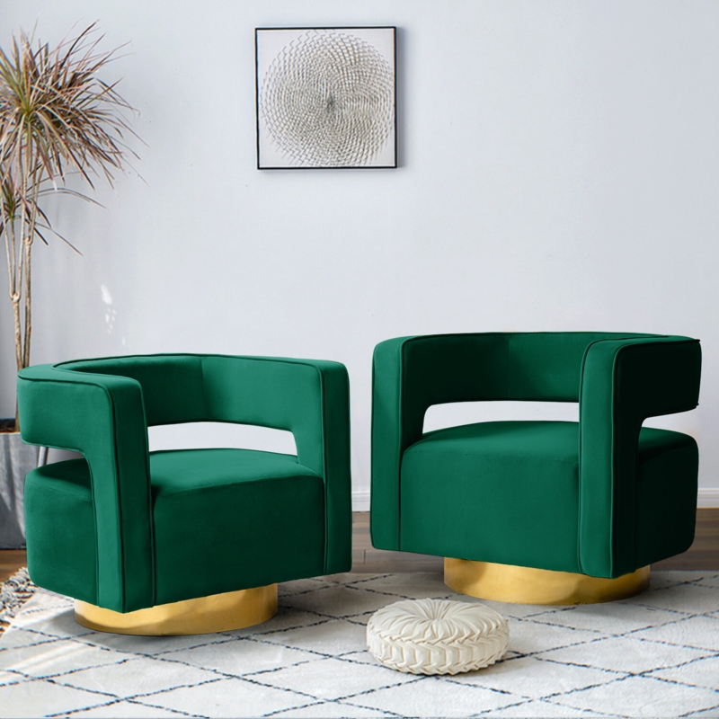 Aysha Velvet Swivel Barrel Chair