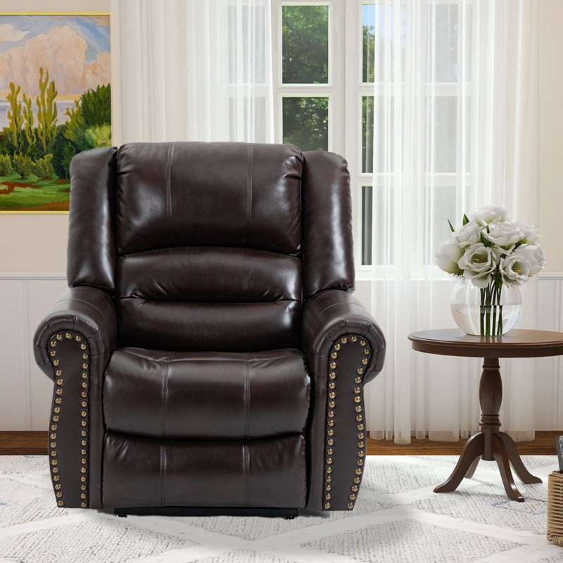 Bason Heat and Massage Faux Leather Recliner with Dual Motor