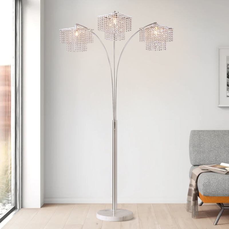 Beckum 90" 3-Lights Novelty Arched Glam Crystal Tree Floor Lamp