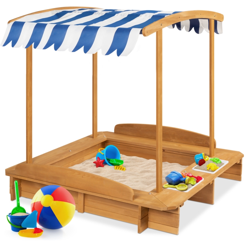 Best Choice Products 46.25'' x 46.25'' Solid Wood Square Sandbox with Cover