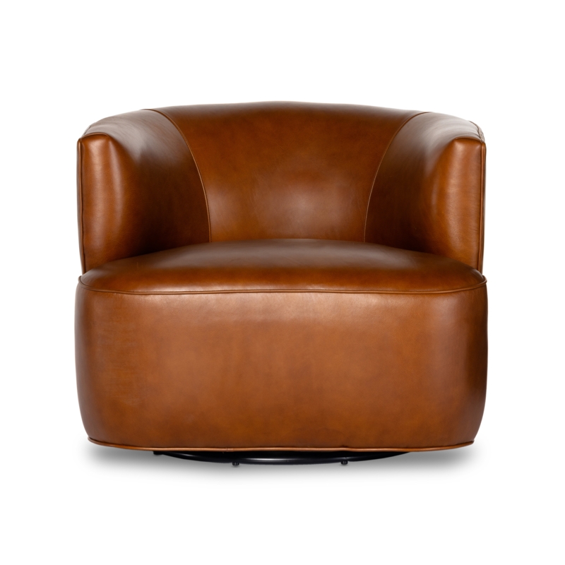 Bettard Leather Swivel Barrel Chair