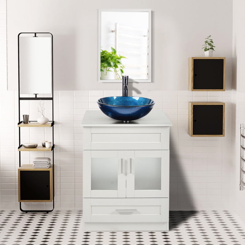 Bevilacqua 24'' Single Bathroom Vanity with Plastic Top with Mirror