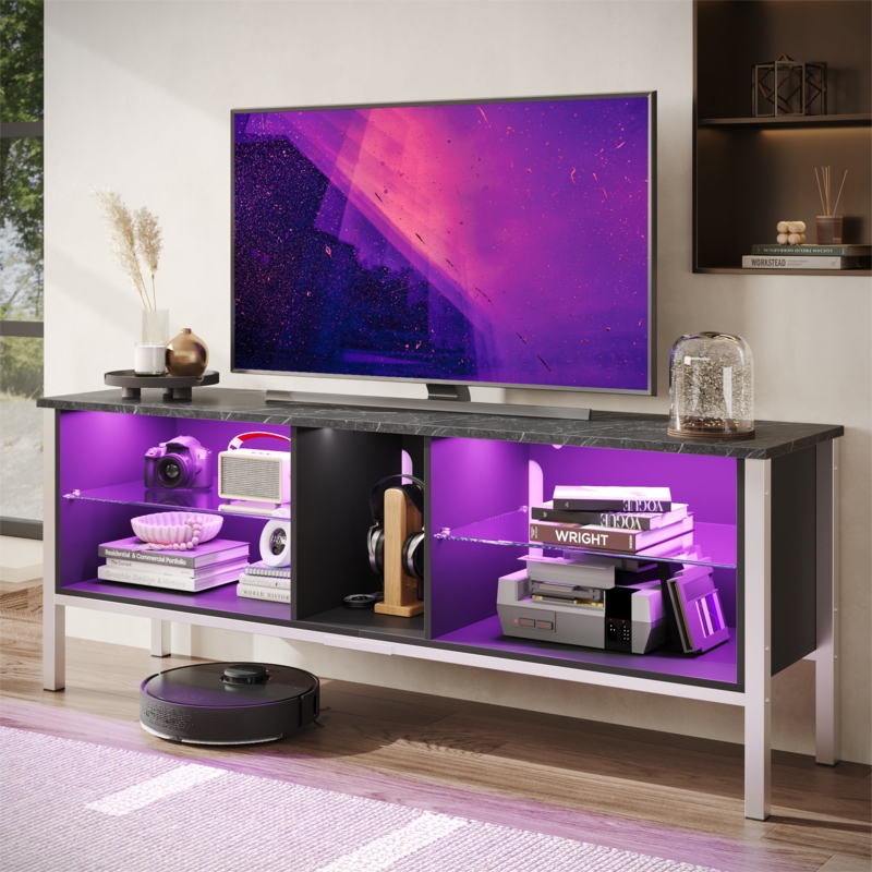 Blagoje TV Stand for 70-inch TV, Large Gaming Entertainment Centre, Modern TV Stand with LED Light