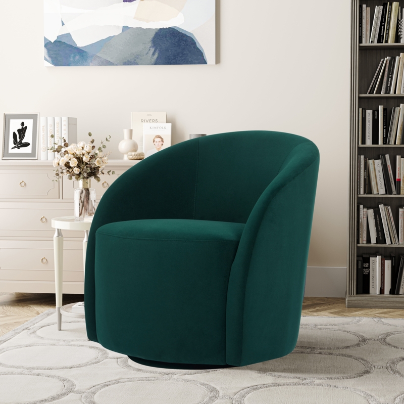 Blaykleigh Velvet Swivel Barrel Chair