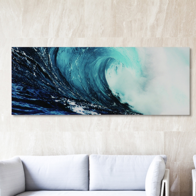 Blue Wave 2 On Glass Print