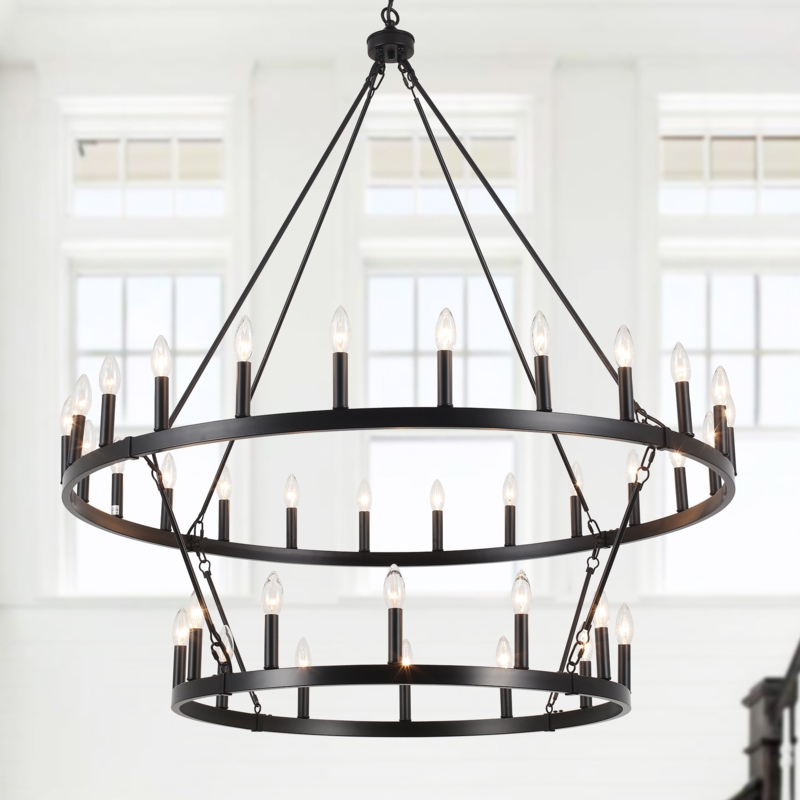 Bralen 36 - Light Dimmable Wagon Wheel Chandelier