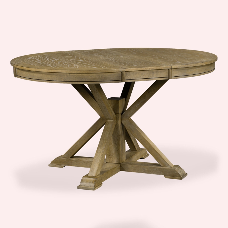 Brasuell Extendable Solid Oak Pedestal Dining Table