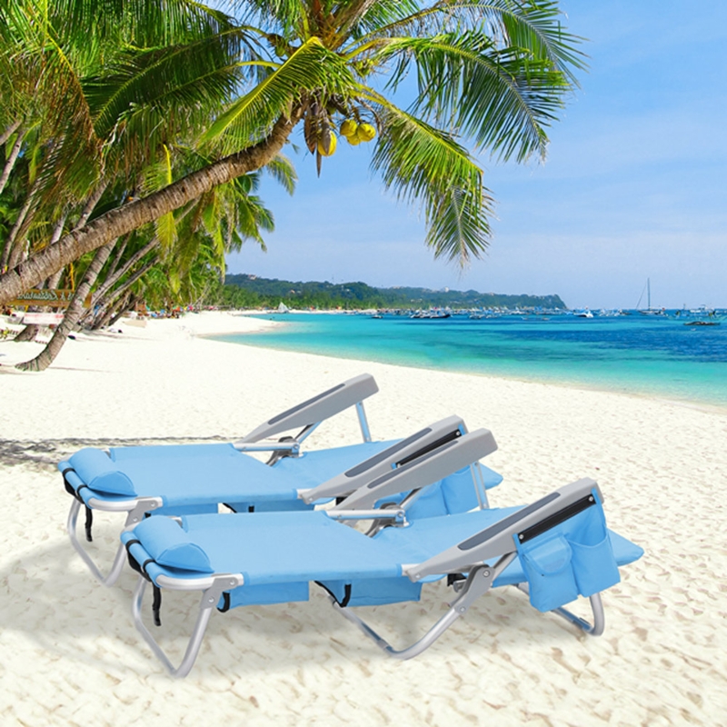 Brio Folding Beach Chairs with Back Pack Straps, Portable Camping Seats with Cooling Pocket