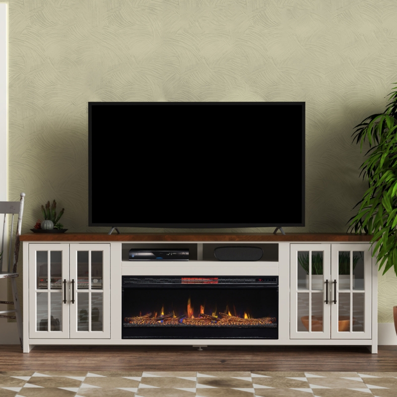 Brixham 97" No Assembly Required TV Stand with Electric Fireplace, Fits TVs up to 98" and 100"+