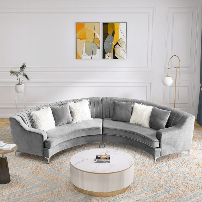 Brucelyn 140.94'' Symmetrical Velvet Tufted Curved Sofa Small Sectional