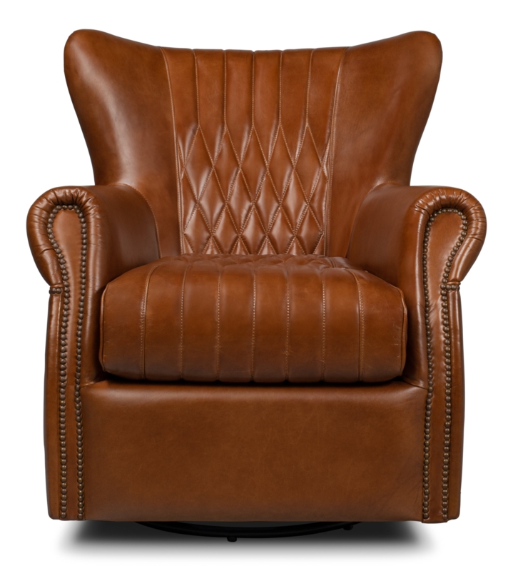 Bugatti Leather Swivel Club Chair