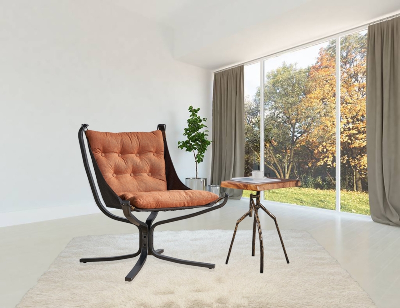 Butterfly Chair In Faux Leather/Fabric Finish
