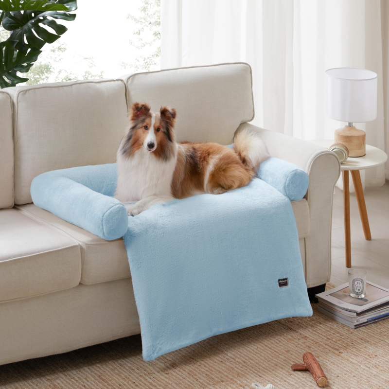 Calming Furniture Protector Dog Bed, Waterproof Faux Fur Couch Cover Dog Sleeping Mat