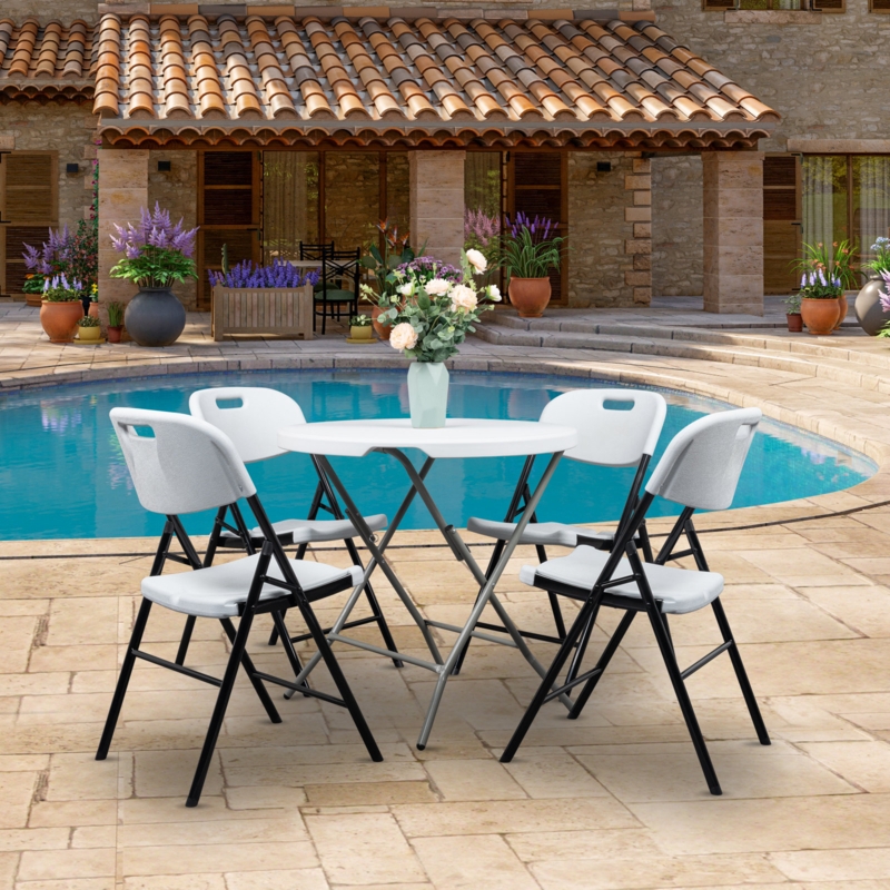 Cantrece Plastic / Resin Stackable Folding Chair Folding Chair Set (Set of 4)