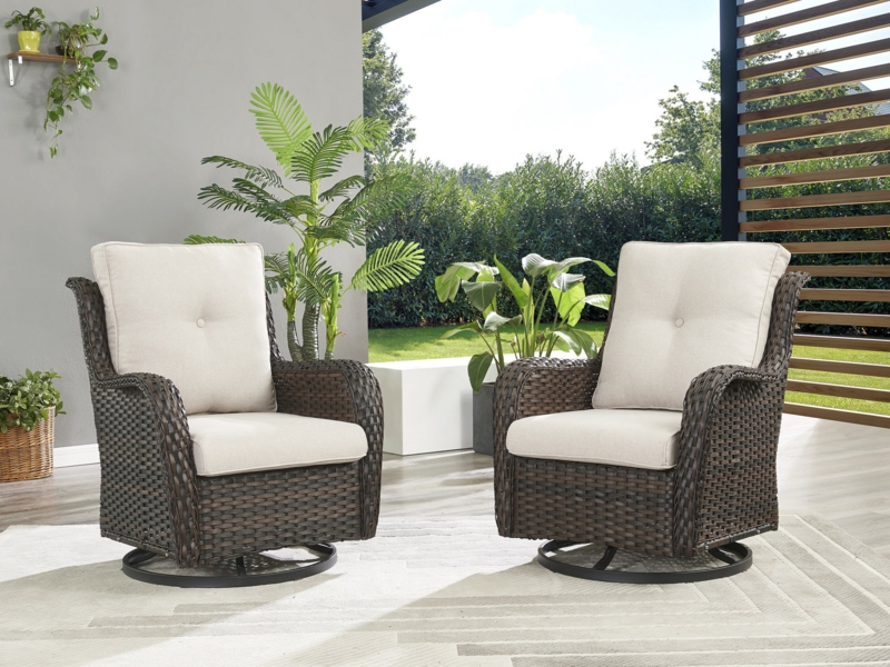 Carolina Outdoor Wicker Swivel Rocker Chair with Cushions